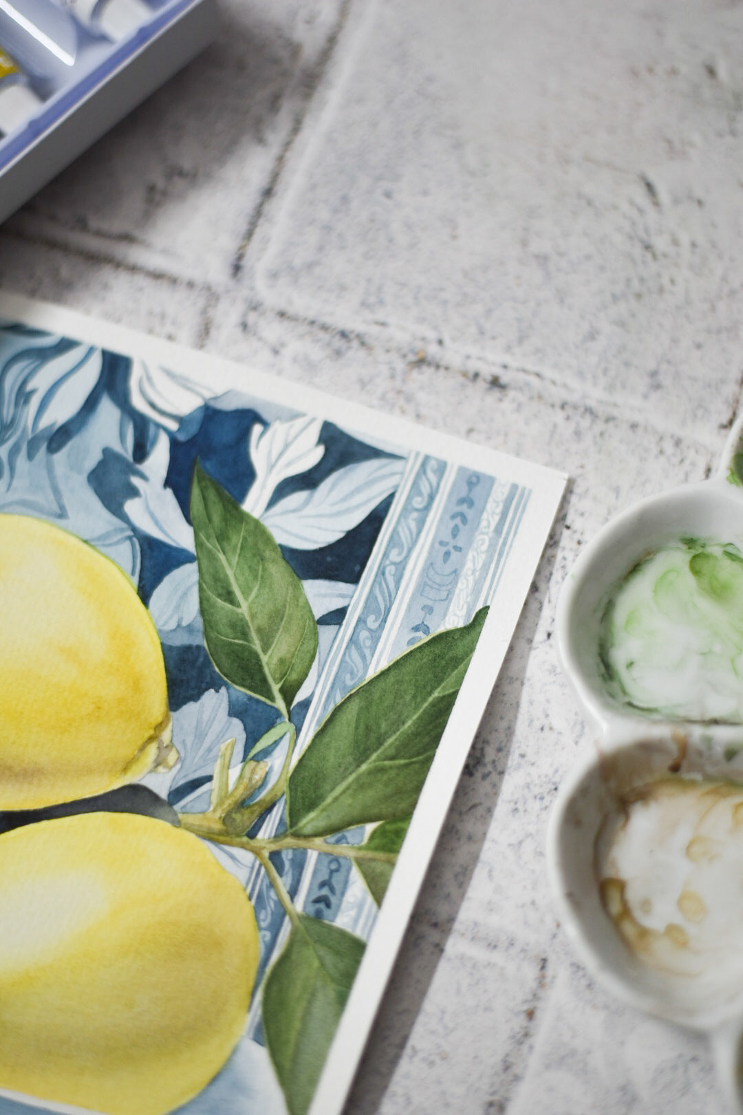 Watercolour Study: Lemons in Delft, Watercolour Painting, Unframed