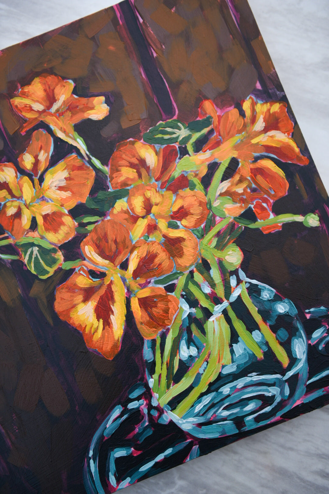 Nasturtiums, Acrylic Painting, unframed