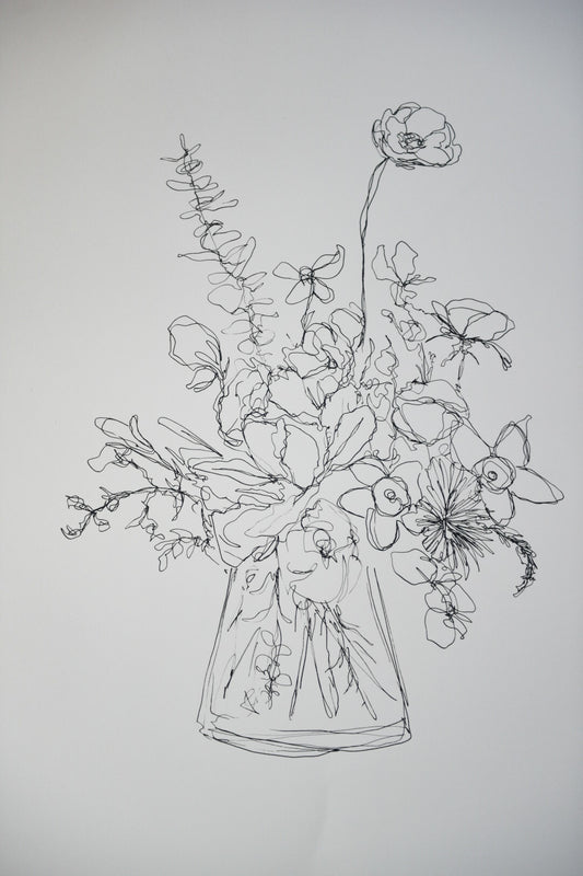 Fine Art: Floral Bouquet 1, Ink, Unframed