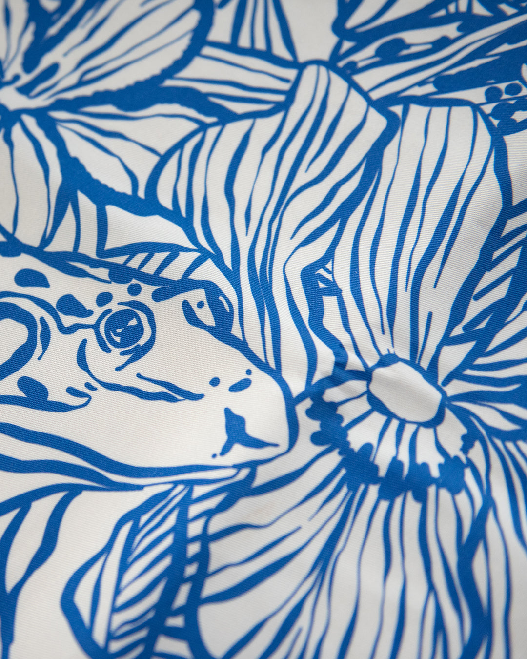Frogs & Flowers Blue Tea Towel