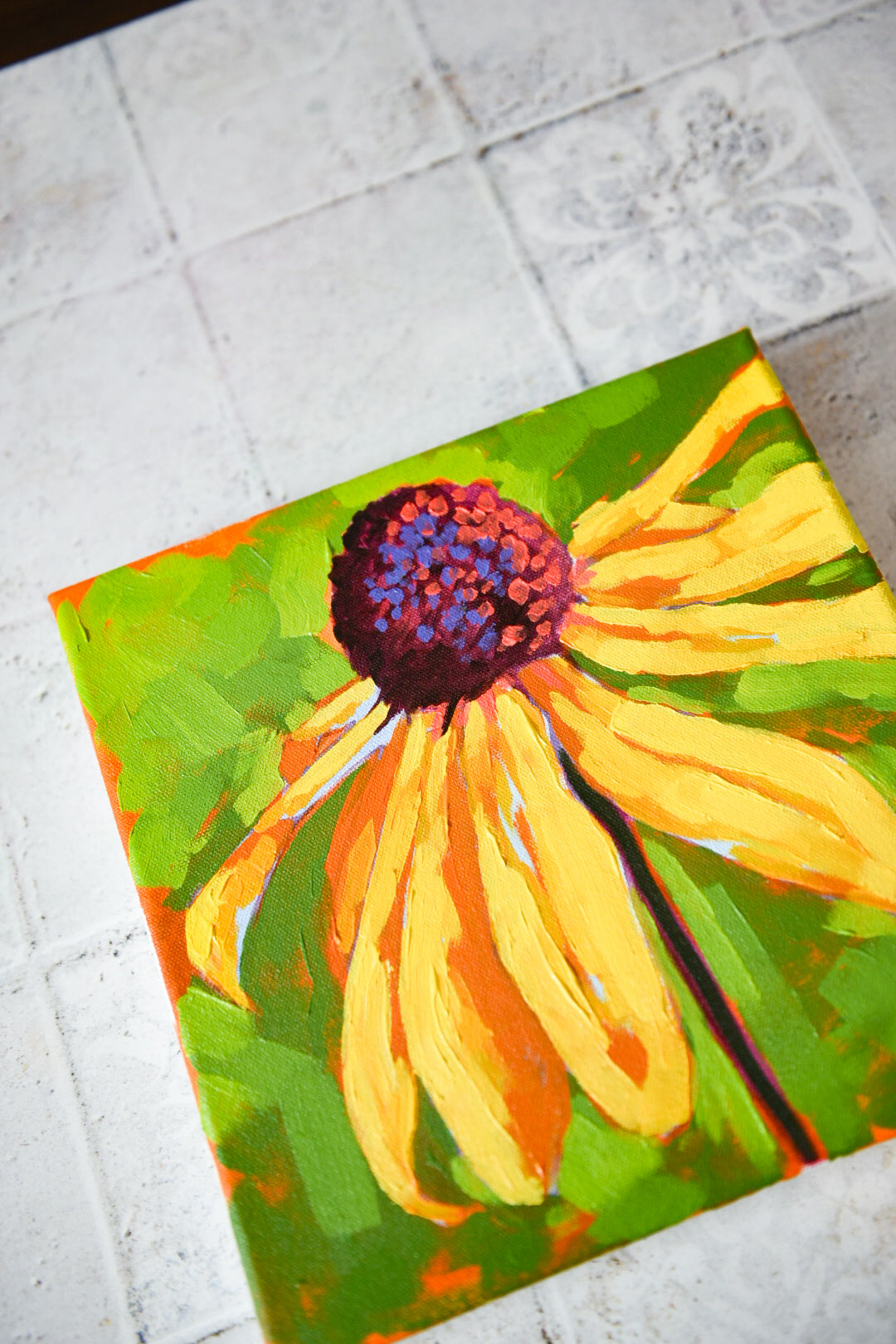 Demo Art: Black-Eyed Susan, Acrylic Painting, unframed