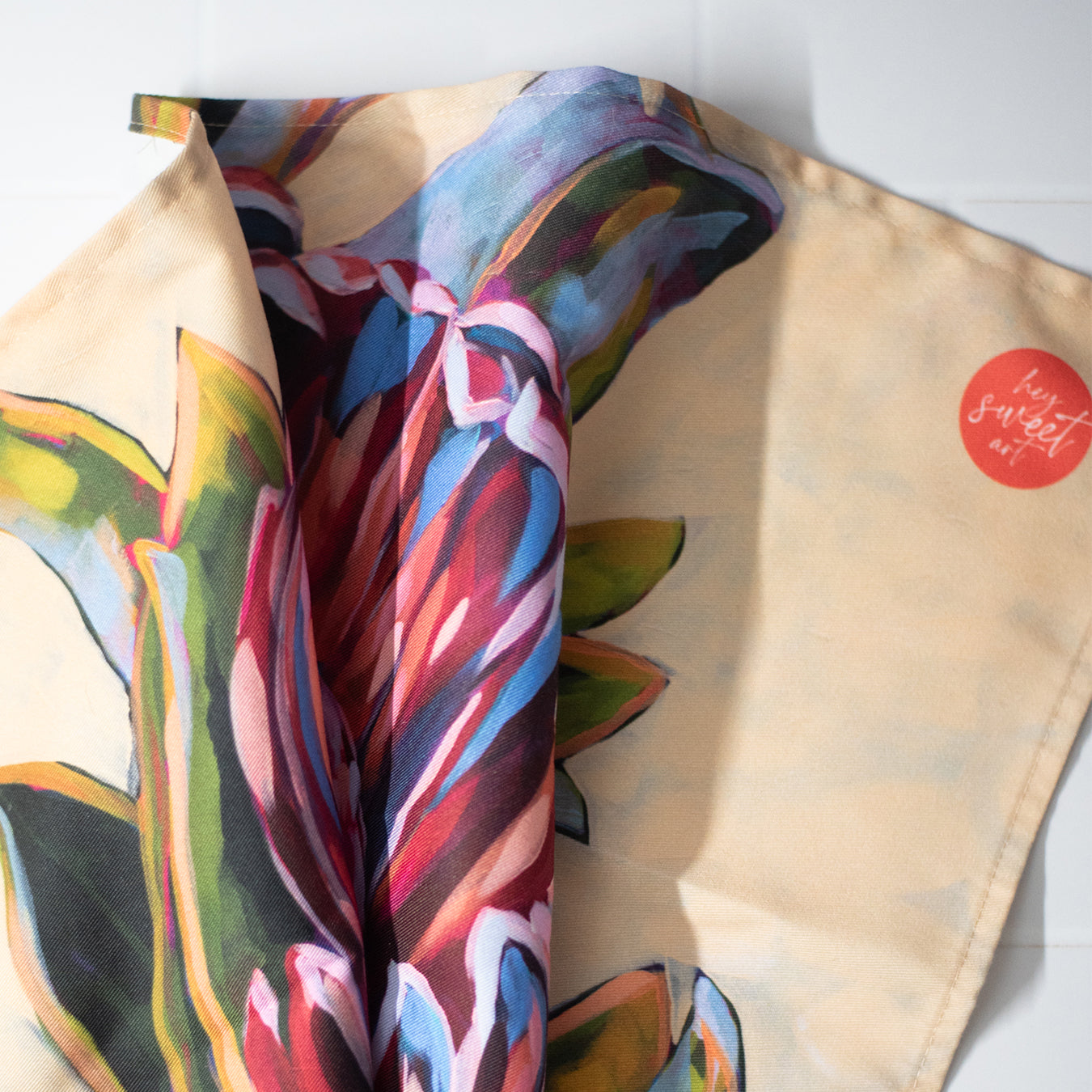 "Trinity, Crowned in Stillness" Protea Tea Towel